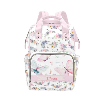 Noverbibi Custom Diaper Bag Backpack with Name Personalized Floral Butterfly Nappy Bag for Mommy Mother's Day Gift Customized Ad