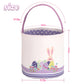 Lessmo 2 Pcs Easter Bunny Basket Easter Egg Buckets, Blue Pink Cute Personalized Canvas Cotton Tote Bags Egg Hunt Basket For Eas
