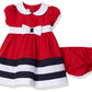 Bonnie Baby Baby Peter Pan Collar Nautical Dress And Panty Set, Red, 24 Months