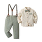 Boarnseorl Baby Boys Gentleman Outfits Pants Sets, Infant Long Sleeve Shirt + Pants + Bow Tie + Suspenders,4-5Y