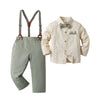 Boarnseorl Baby Boys Gentleman Outfits Pants Sets, Infant Long Sleeve Shirt + Pants + Bow Tie + Suspenders,4-5Y