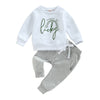 Infant Toddler Baby Boy St Patrick  'S Day Outfits Long Sleeve Shirts Clover Sweatshirt With Pants 2Pcs Clothes Set (Clover Whit