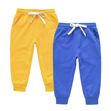 Ijnuhb Toddler Boys Sweatpants Adjustable Waist Unisex Girls Drawstring Pants Casual Baby Joggers (Blueyellow 4T)