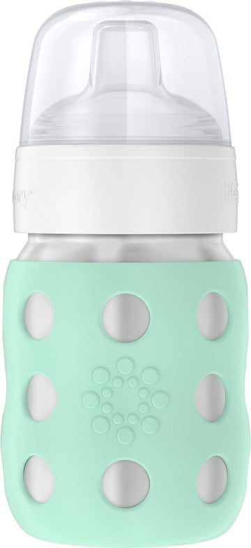 Lifefactory 8-Ounce Stainless-Steel Vacuum-Insulated Wide-Neck Baby Bottle With Sippy Nipple, Mint (Ls2251Wmi4)