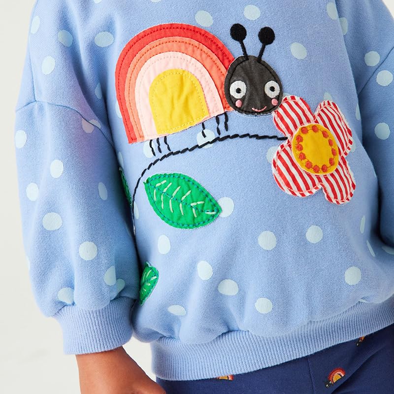 Akyzic Little Girls Sweatshirt Blue Toddler Winter Crewneck Pullover Christmas Sweater Kids Cute Tops Long Sleeve Ladybug Shirts