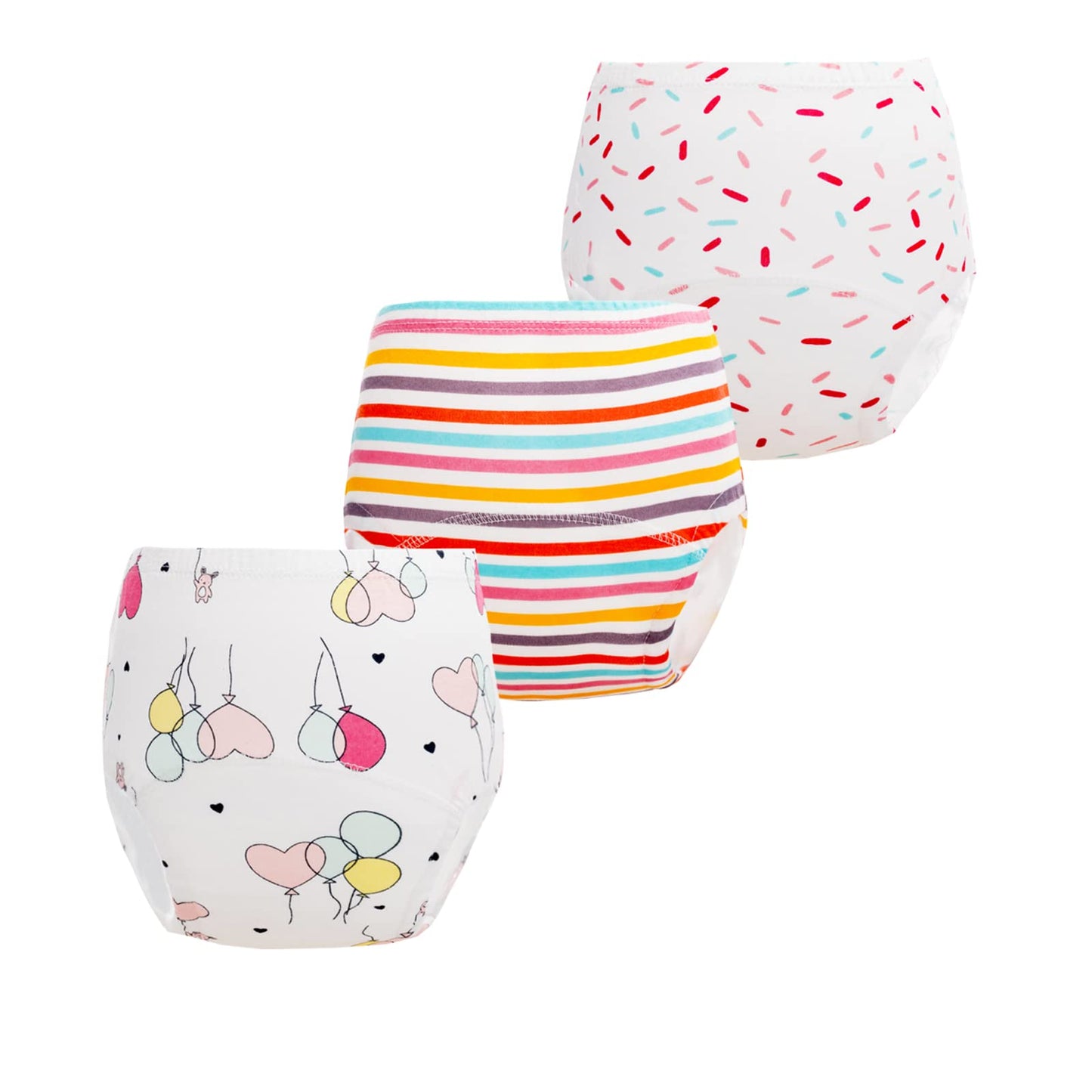 Jacklovebriefs Potty Training Pants For Girls, Toddler Learning Designs Training Underwear Pants(8 Packs, White, 3-4T, M)