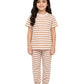 OG Kids Beige White Stripe Girls Short Sleeve Pyjama Set  Beige/White 56 Years