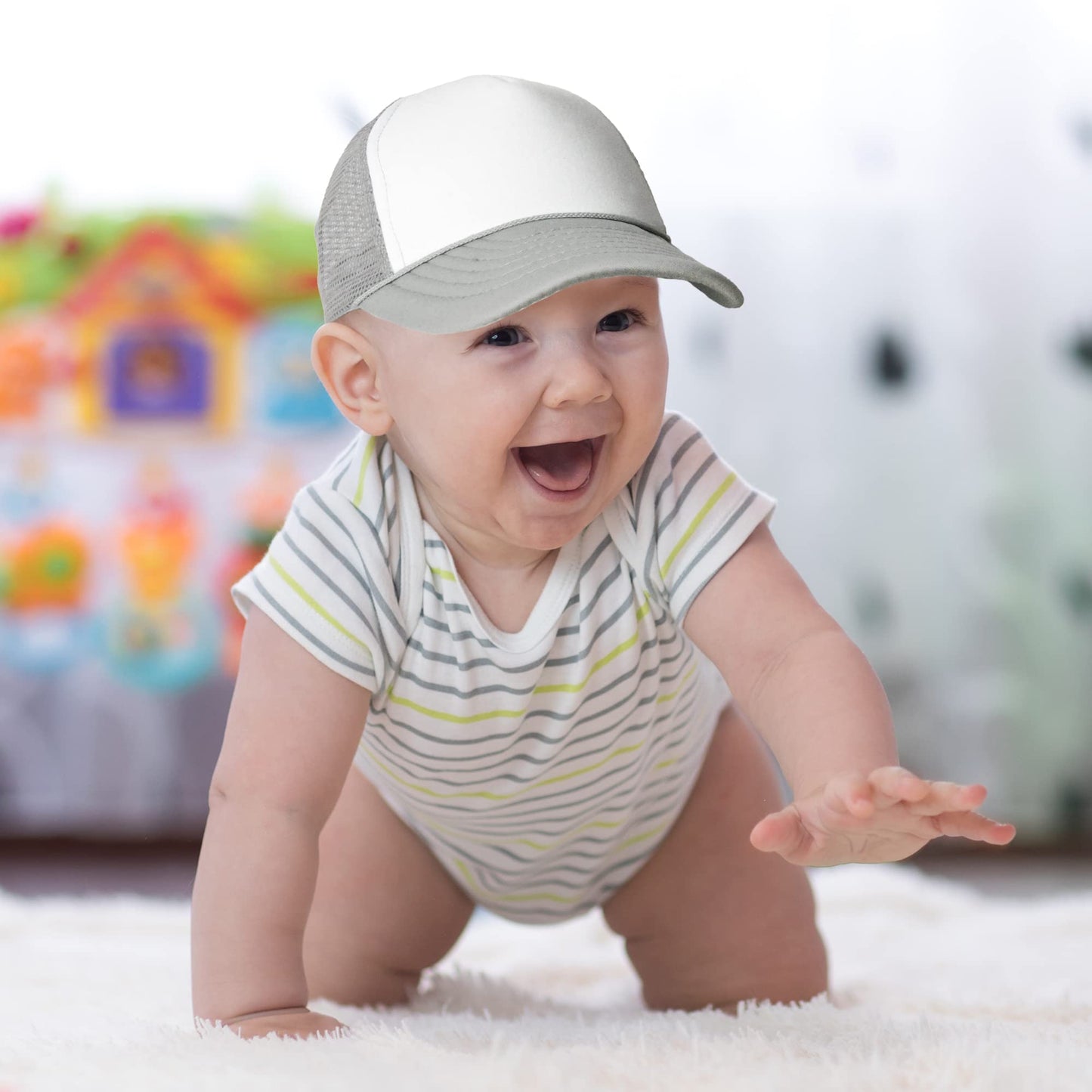 Dalix Infant Trucker Hat Baby Cap Tiny Extra Small Girls Boys In Gray White
