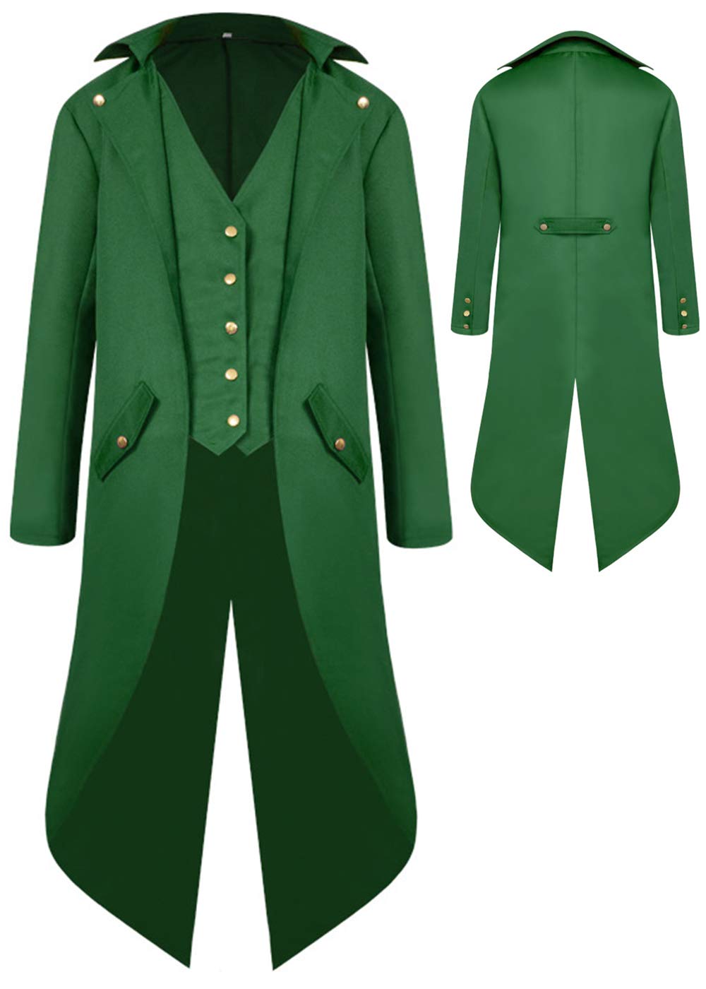 Bitseacoco Boys Medieval Tailcoat Jacket Halloween Costumes, Gothic Steampunk Vintage Victorian Frock High Collar Uniform Coat(G