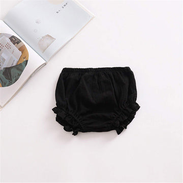 Ayiyo 2T Bloomers Newborn Toddler Kids Cotton Linen Shorts Diaper Cover(Black,80)