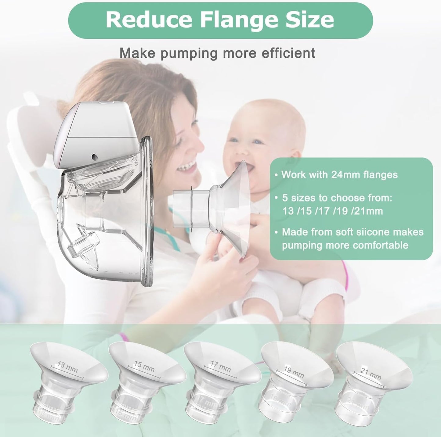 Pdfans Wearable Breast Pump Parts Milk Collector Cup 24Mm Flange Compatible With Momcozy/Tsrete S9/S12 Pump Replacement Parts, E