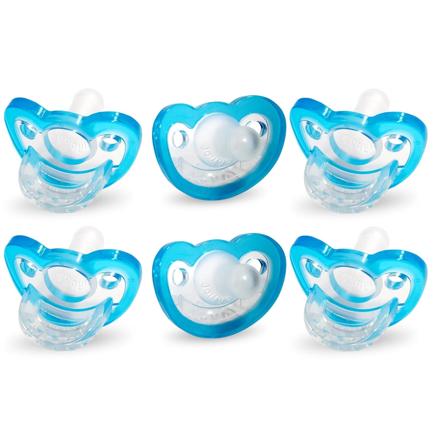 Razbaby Jollypop Baby Pacifier Newborn, 0-3M (Blue, 6 Count)