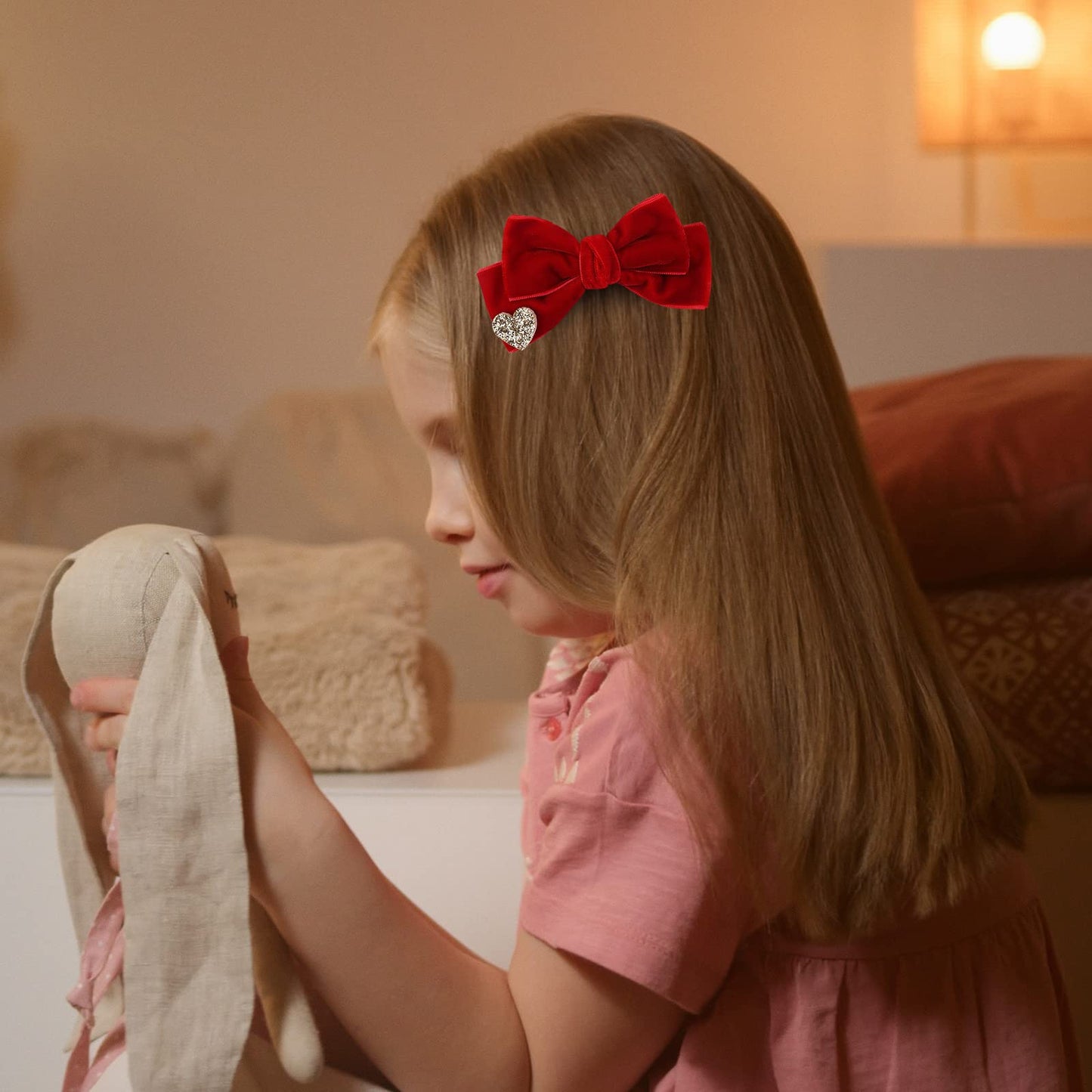 Red Velvet Hair Bows Cute Christmas Valentine School Hair Clips Handmade Hair Accessories For Kids Girls Infants Toddler Headdre