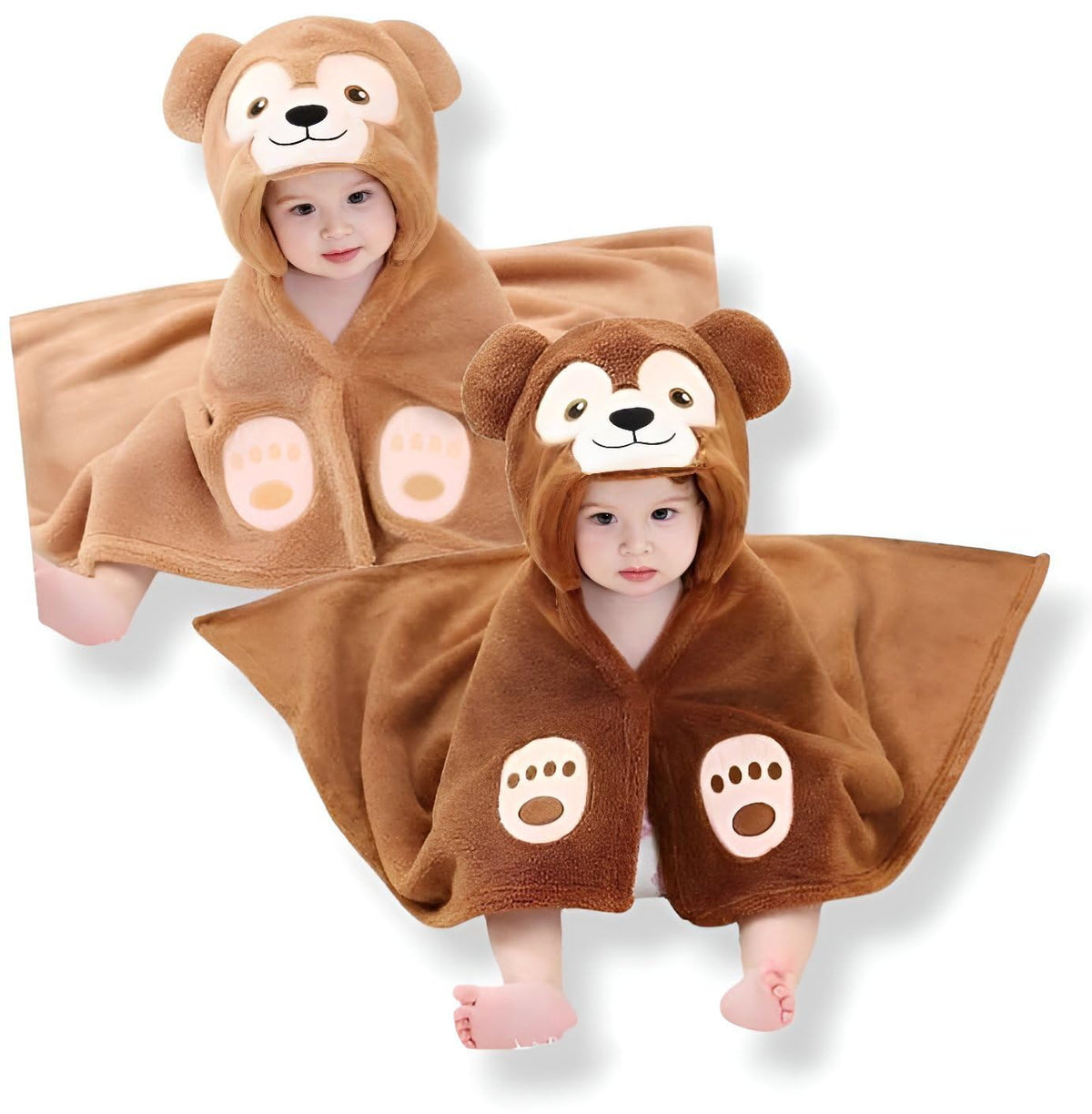 BRANDONN Baby Blankets New Born Combo Pack of Hooded Swaddle Crib Wrapper for Baby Boys and Baby Girls Pack of 2 Pcs, (06 Month