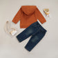 Fhutpw Toddler Baby Boy Outfits Hoodie Sweatshirts & Jeans Clothes Set Fall Winter 6 9 12 18 24 Months (A-Yellowish Brown, 3-4T)