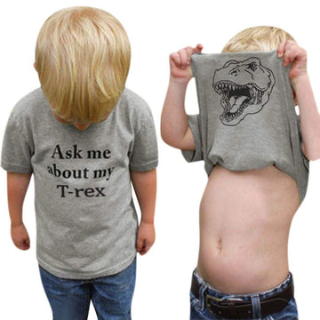 Modntoga Baby Boy Ask Me About My Moo Cow Shirt T-Rex Ranch T-Shirt Kids Boy Short Sleeve Cow Tops Toddler Funny Dino Tees (T-Re