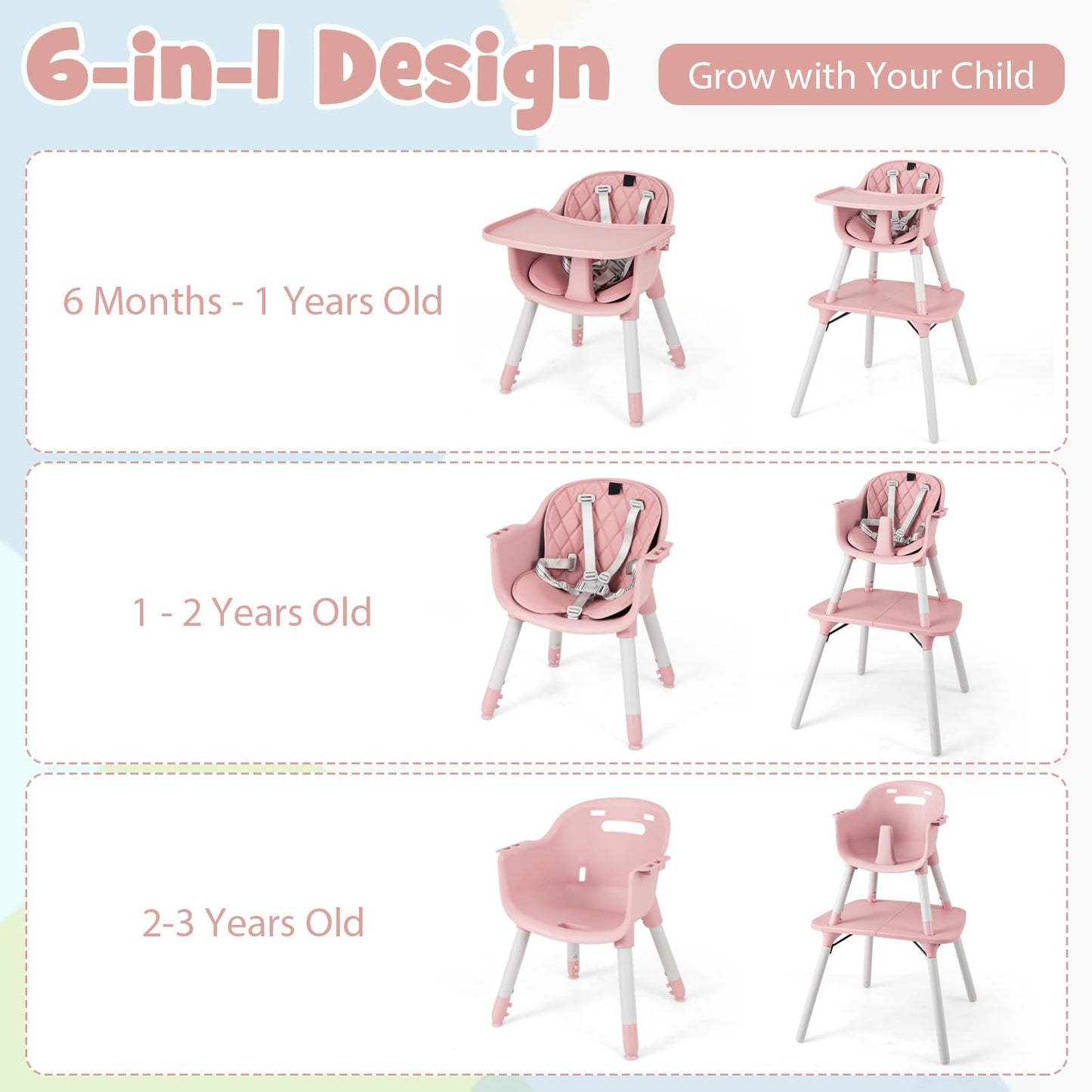 Honey Joy 5-In-1 High Chair, Convertible Highchair For Babies And Toddlers/Kids Chair Table Set/Infant Feeding Chair W/Safety Ha