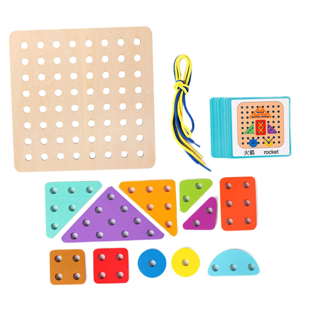 ATORSE Wooden Lacing Threading Toy Montessori for Children Girls Boys Birthday Gift