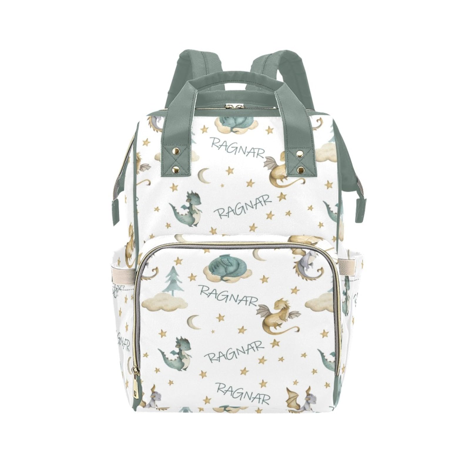 Personalized Diaper Bag Backpack for Women, Custom Name Nursing Mommy Daypack, Flying Dragon Diaper Bag for Girls Boys, New Mom 