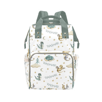 Personalized Diaper Bag Backpack for Women, Custom Name Nursing Mommy Daypack, Flying Dragon Diaper Bag for Girls Boys, New Mom 
