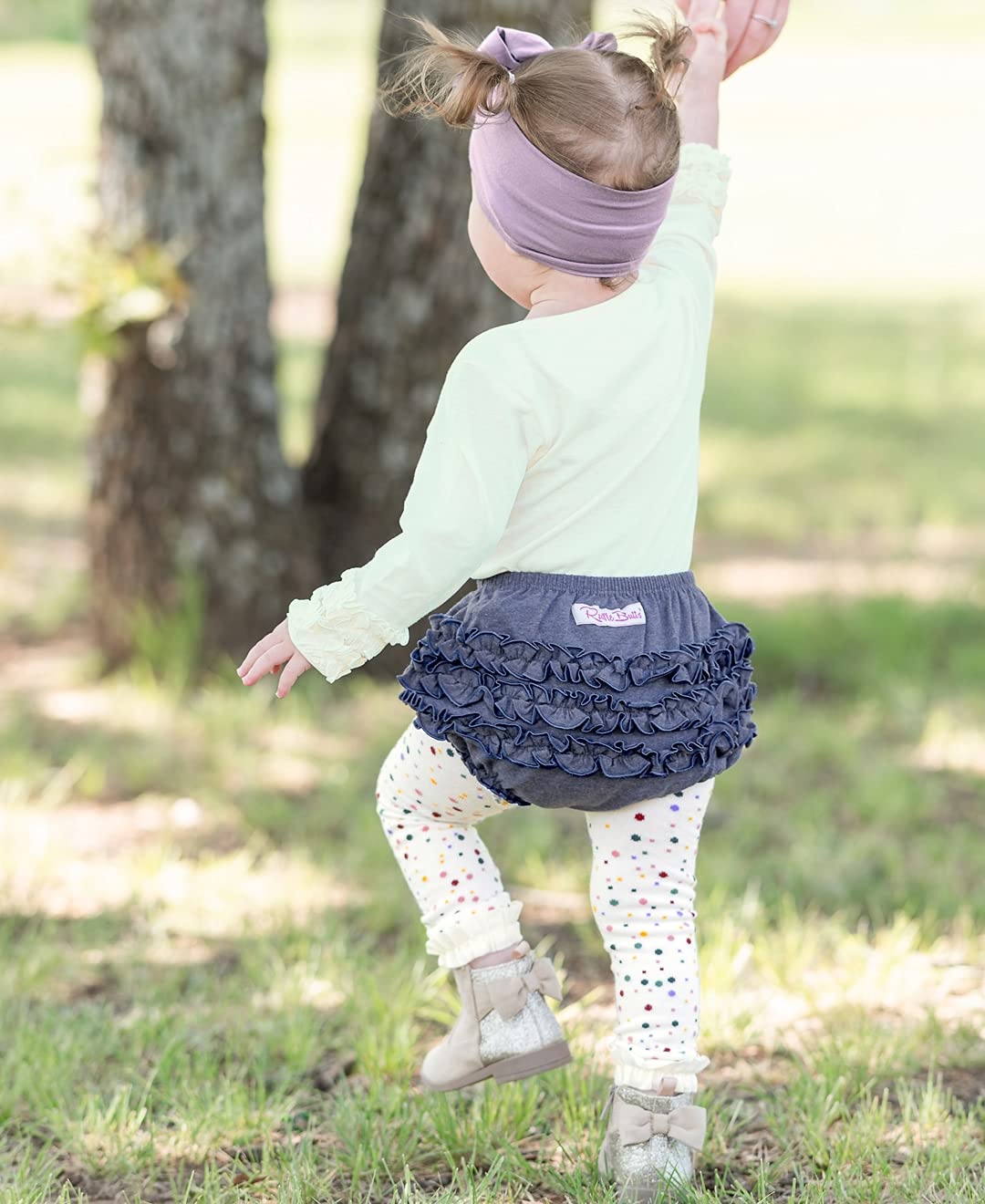 Rufflebutts Baby/Toddler Girls Baby Faux Denim Knit 12-18M