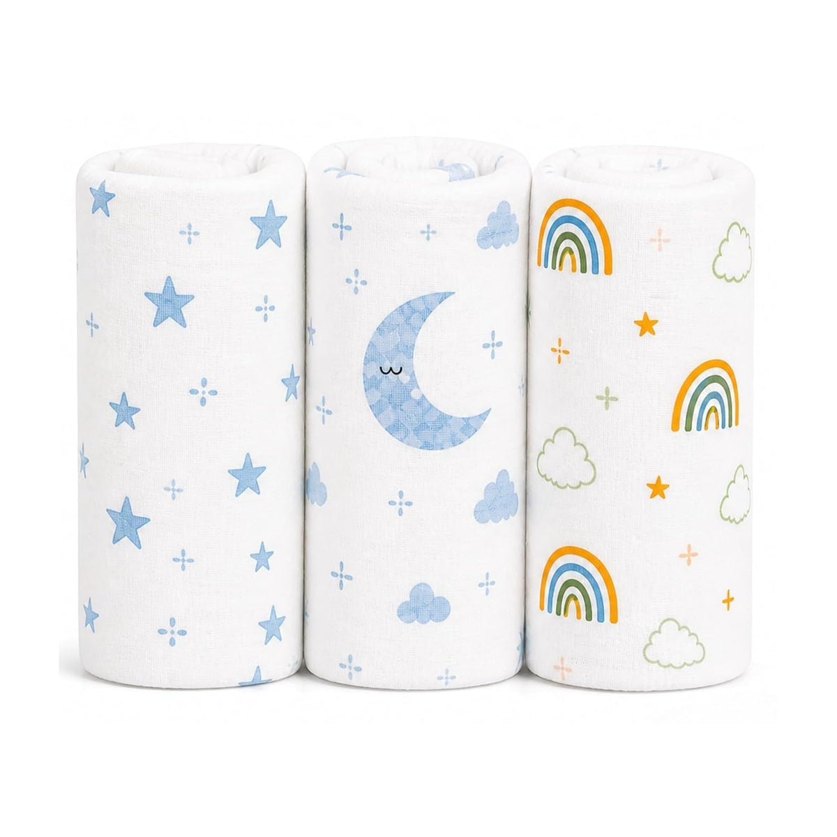 VIORAA BABY Cotton PreWashed Muslin Swaddle & Bath Towel | 100x100 cm | Pack of 3 | Soft Baby Swaddle Wrap | Newborn Blanket | 