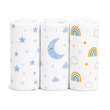 VIORAA BABY Cotton PreWashed Muslin Swaddle & Bath Towel | 100x100 cm | Pack of 3 | Soft Baby Swaddle Wrap | Newborn Blanket | 