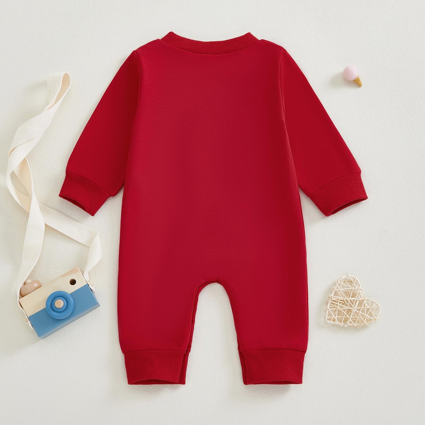 Bemeyourbbs Newborn Baby Boy Fall Winter Clothes Button Long Sleeve Romper Jumpsuit Cute Infant One Piece Outfit (Heart My Tiny