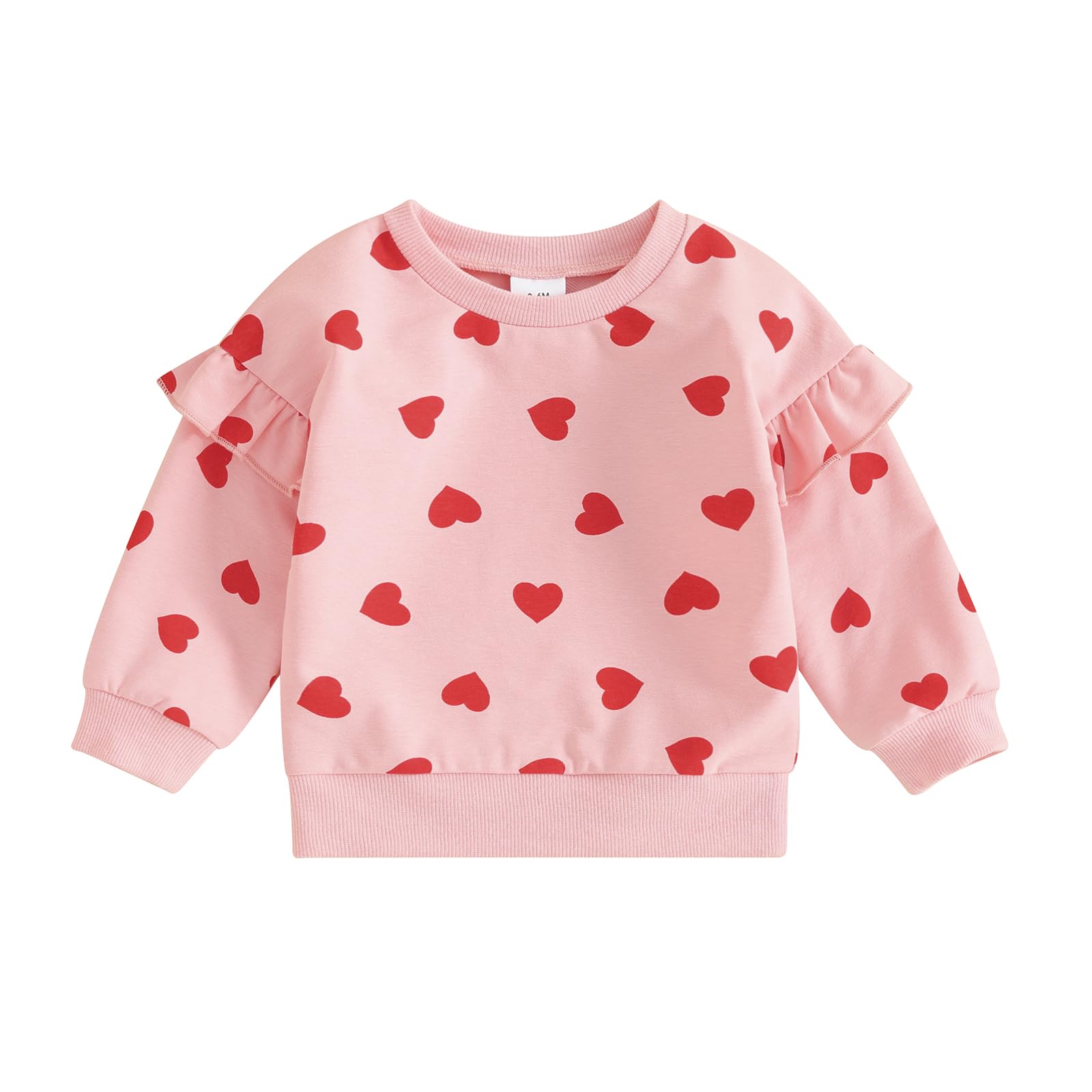 Lucikamy Toddler Baby Girl Boy Valentines Day Outfit Long Sleeve Letter Print Sweatshirt Shirt Infant Spring Clothes (10 Pink + 