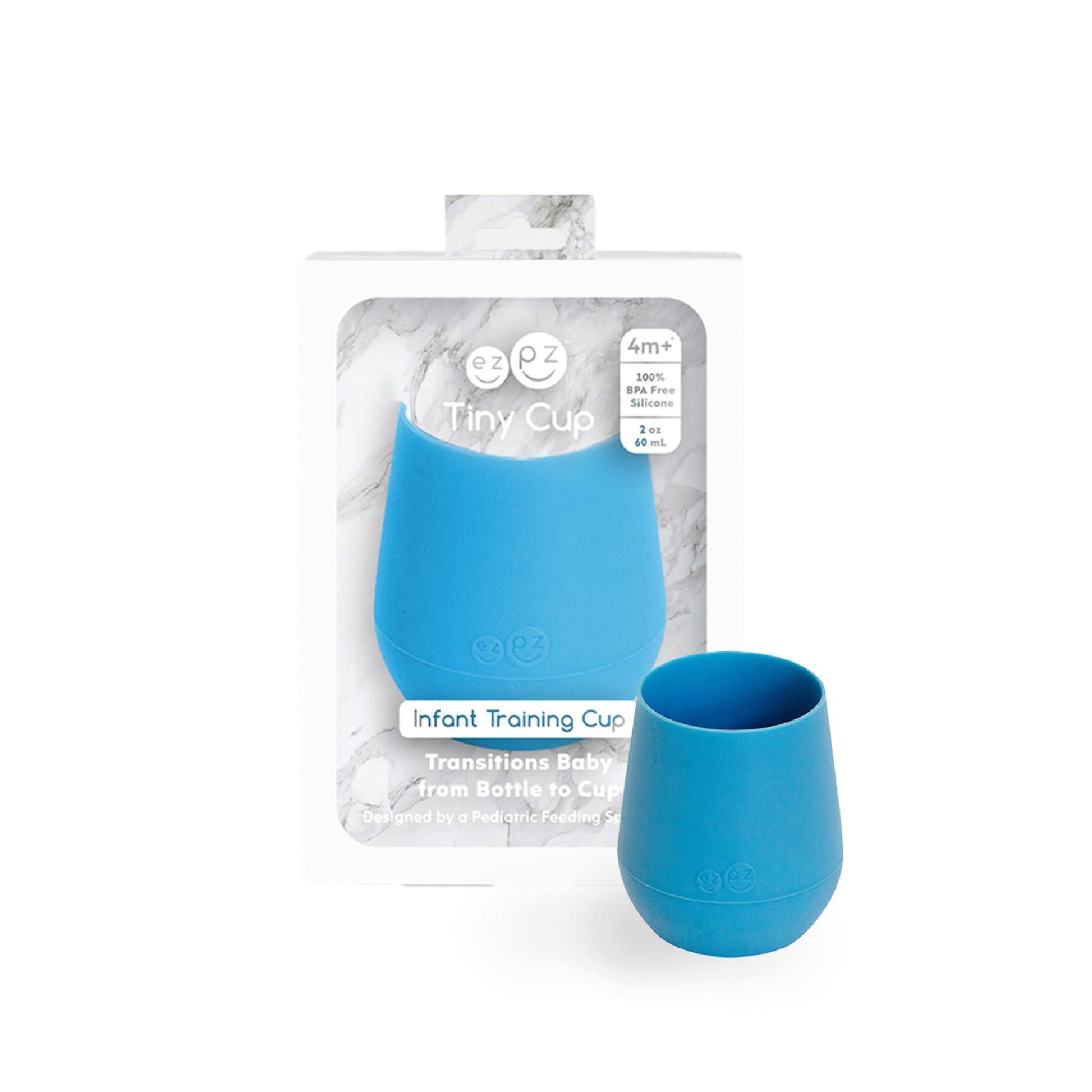 Ezpz Tiny Cup (Blue) - 100% Silicone Training Cup For Infants - 4 Months + - Designed By A Pediatric Feeding Specialist - Baby-L