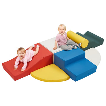 Hommow 7-Piece Foam Climbing Blocks For Toddlers, Pu Leather Baby Climbing Blocks, Soft Play Climbing Toys With Non-Slip Bottom