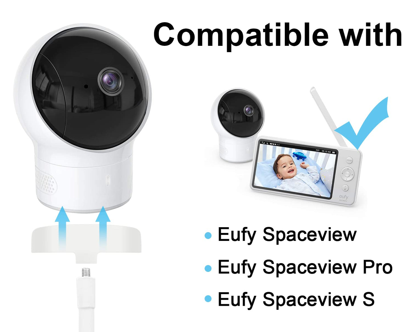Flexible Clip Clamp Mount Compatible With Eufy Spaceview, Spaceview Pro And Spaceview S Video Baby Monitor Camera 15.7 Inches Fl