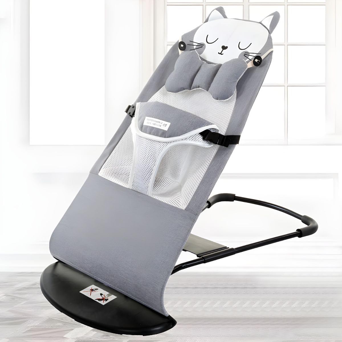 Infant Comfort Natural Bouncer Rocking Chair, Portable Seat For Babies, Ergonomic Design Bouncy Seats Foldable & Reclining With 