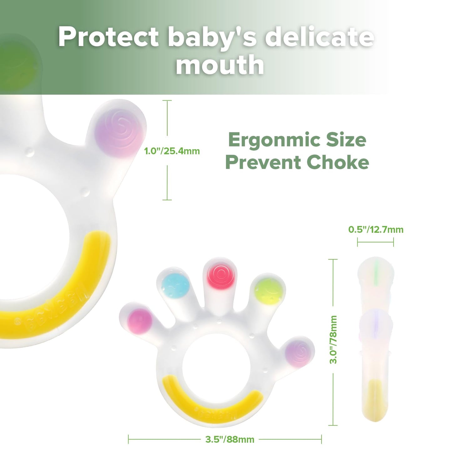 Haakaa Palm Teether - Soft Silicone Baby Soothing Teether Pacifier - Frozen Teething Toy for 3M+ Babies - BPA Free (1 Pack)