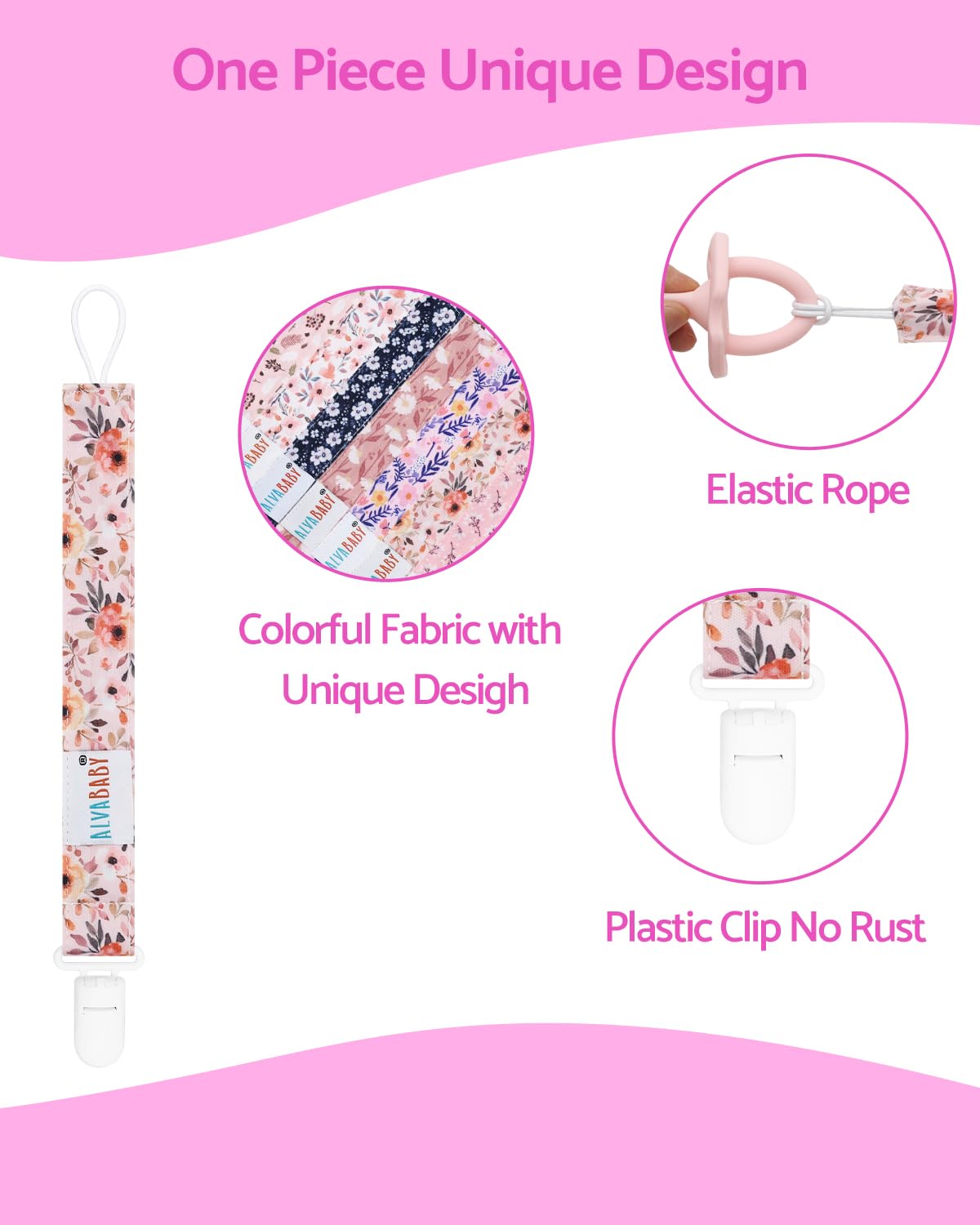 Alvababy Pacifier Clips 8 Pack Binky Paci Clip Holder Leashes For Newborn Baby Boys Girls Fits Baby Teethers Floral 8Dp15