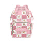 Personalized Animals Pink Diaper Bag with Name - Custom Baby Bag, Nursing Tote Backpack for Mom, Custom Name Mommy Daypack, Show