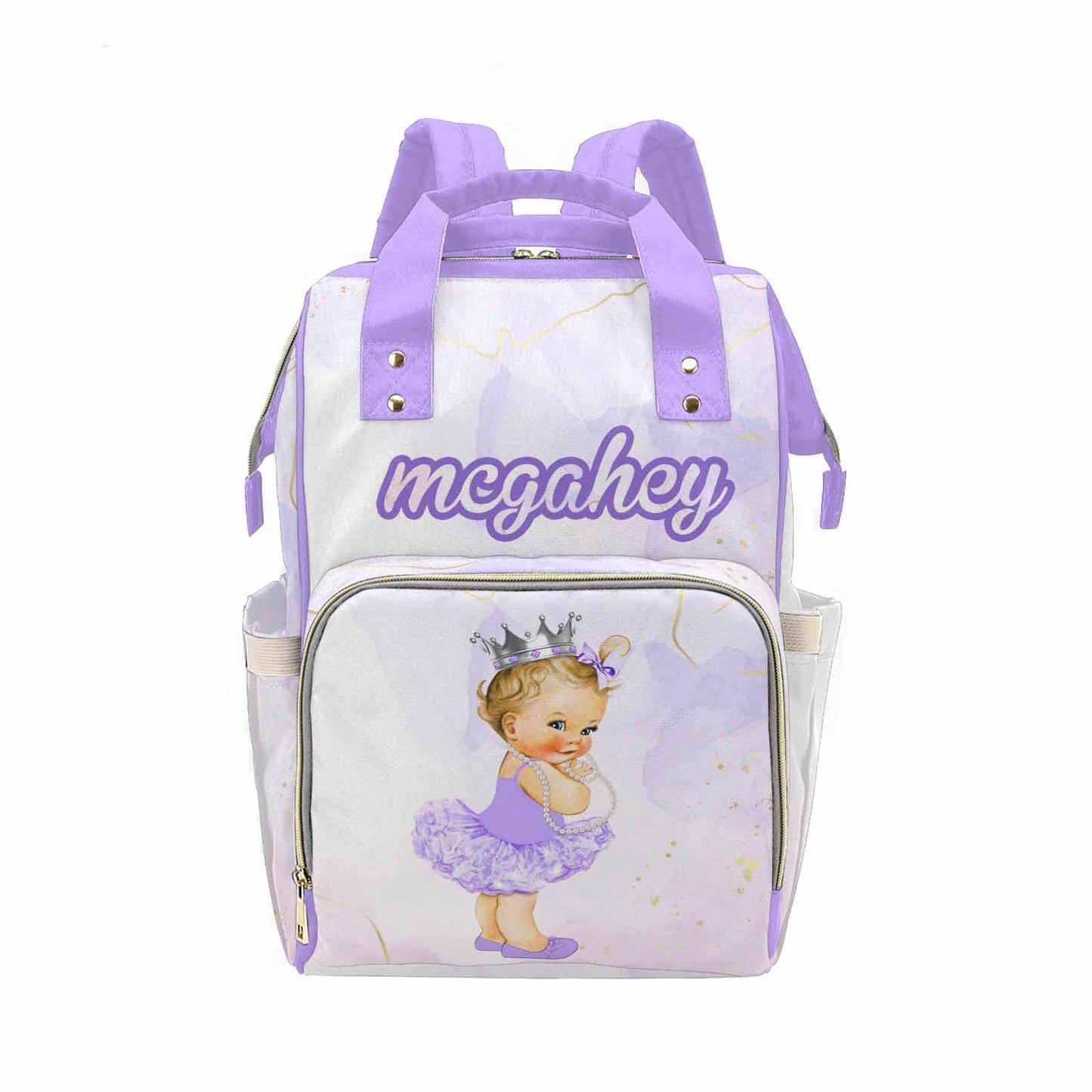 M Yescustom Personalized Diaper Bag With Name, Custom American Cute Baby Princess With Crown Waterproof Nylon Mommy Nursing Dayp