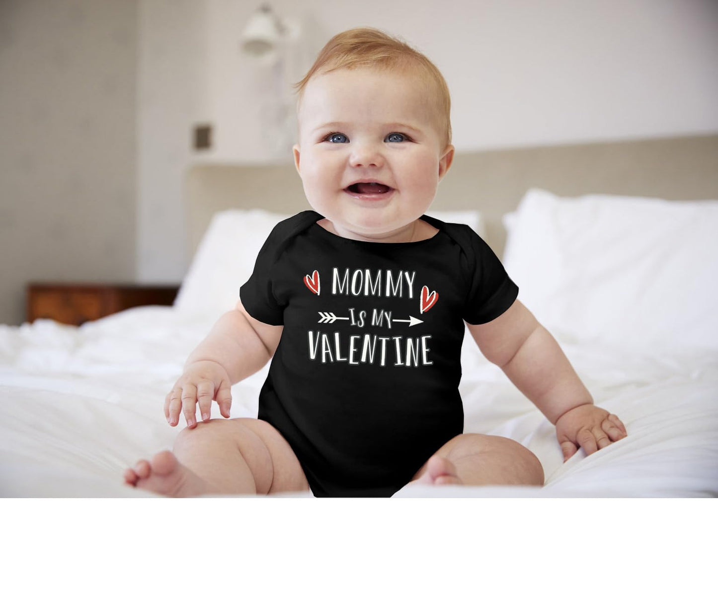 Besserbay Valentine'S Day Baby Short Sleeve Heart Bodysuit Mommy Is My Valentine Black Onesie 6-9 Months