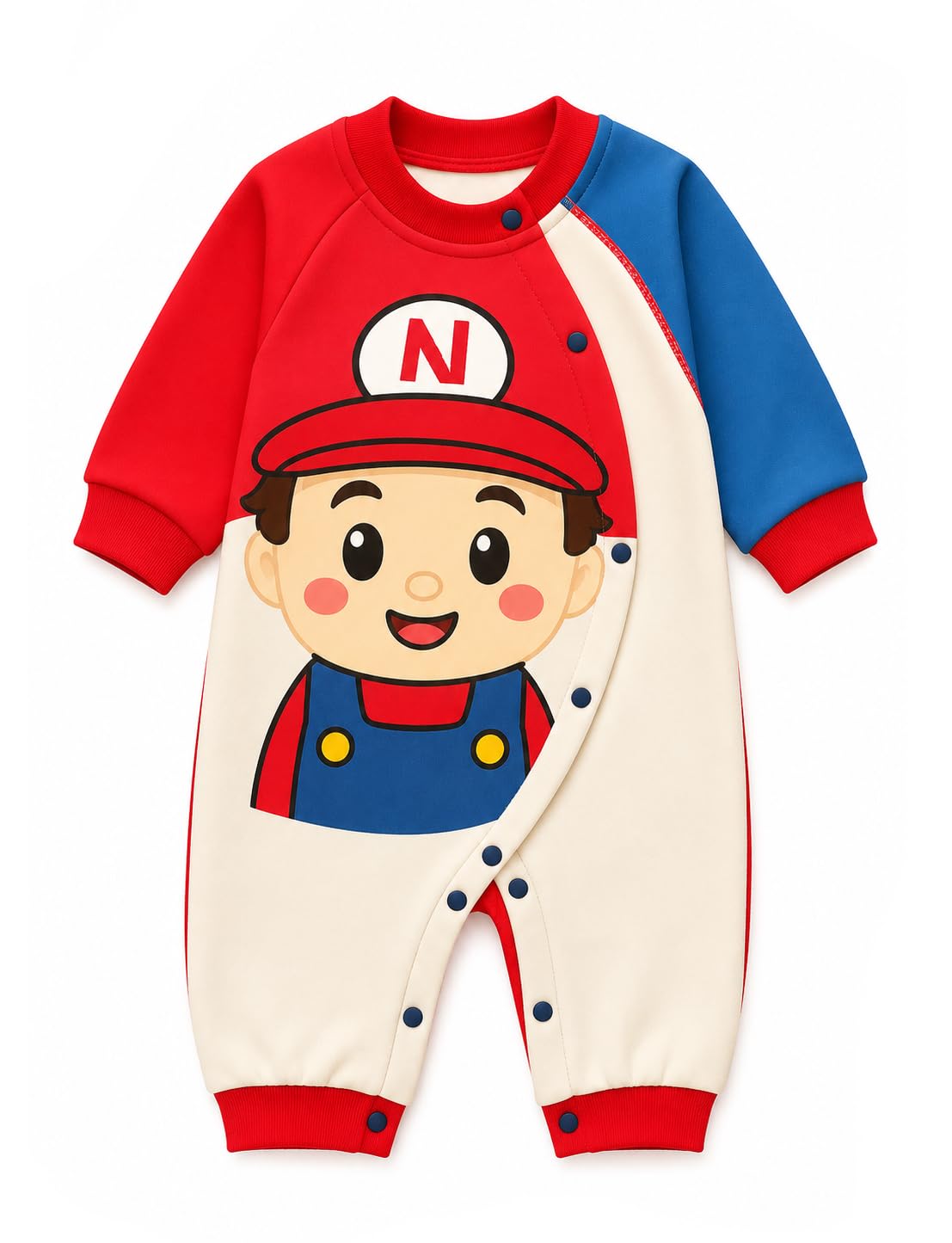 Bold N Elegant Kids Cute Fleece ZipUp Sleep N Play Baby Boy Girl Winter Bodysuit Romper Coveralls (Red  Blue, 1824 Months)