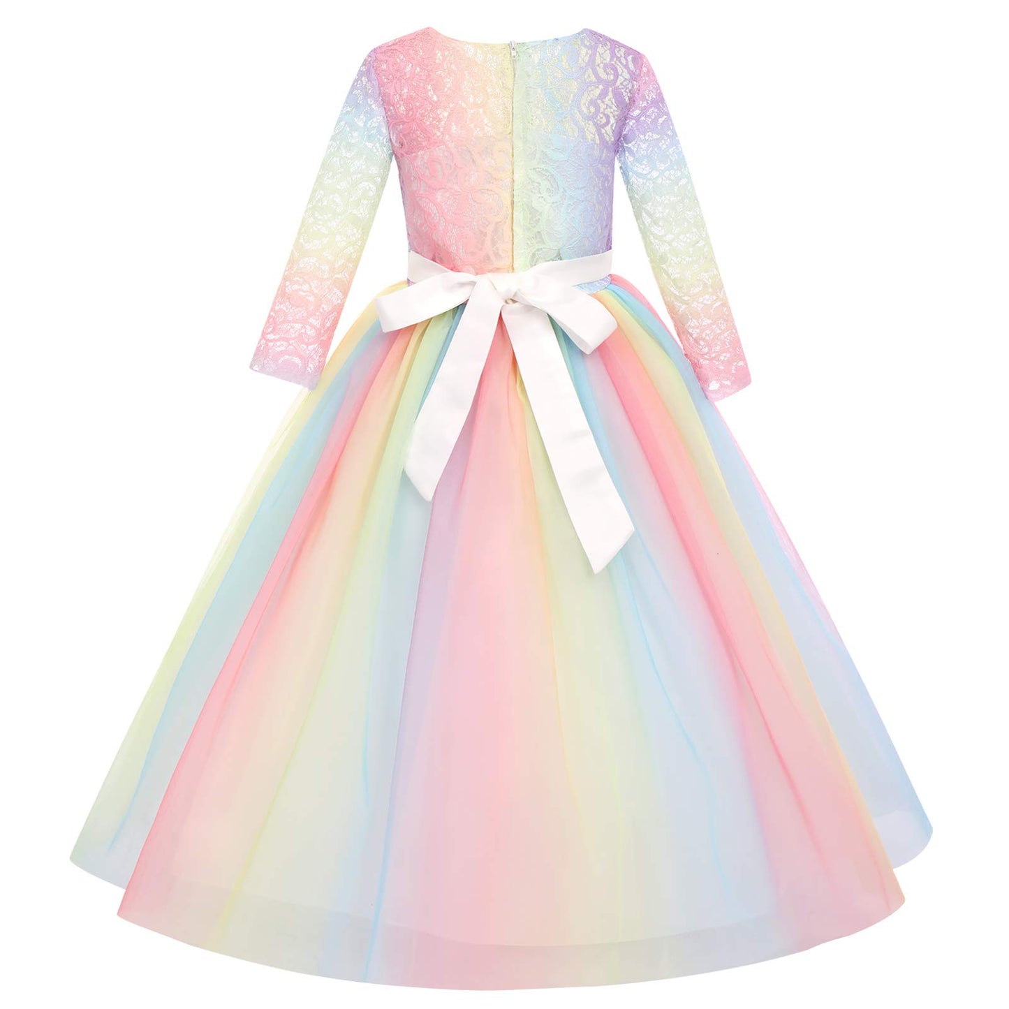 Baby Girls 3/4 Sleeve Floral Lace Tulle First Communion Pageant Holiday Dresses Kids Big Girls Princess Birthday Carnival Christ