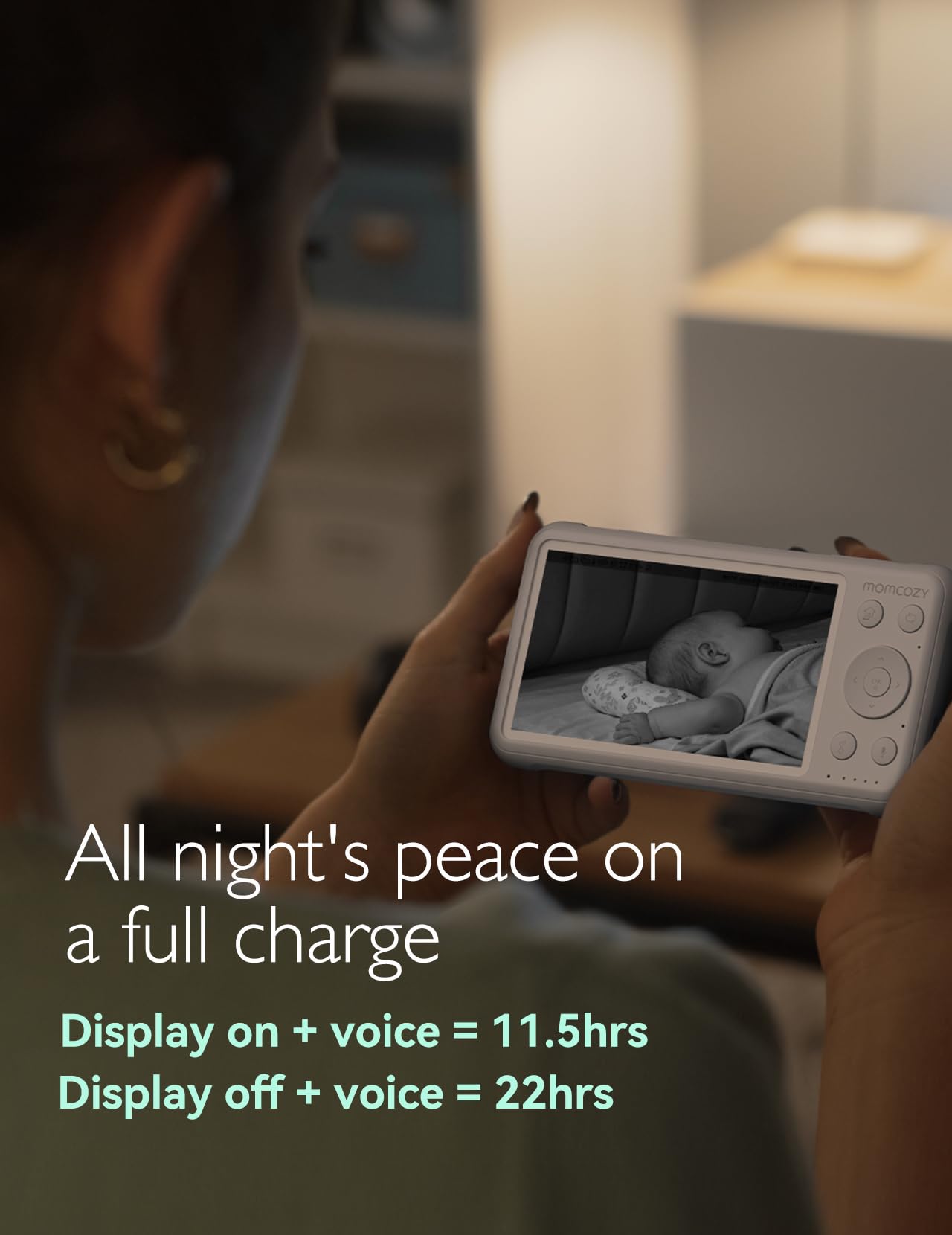 Momcozy Video Baby Monitor, 1080P 5' Hd Baby Monitor With Camera And Audio, Infrared Night Vision, 5000Mah Battery, 2-Way Audio