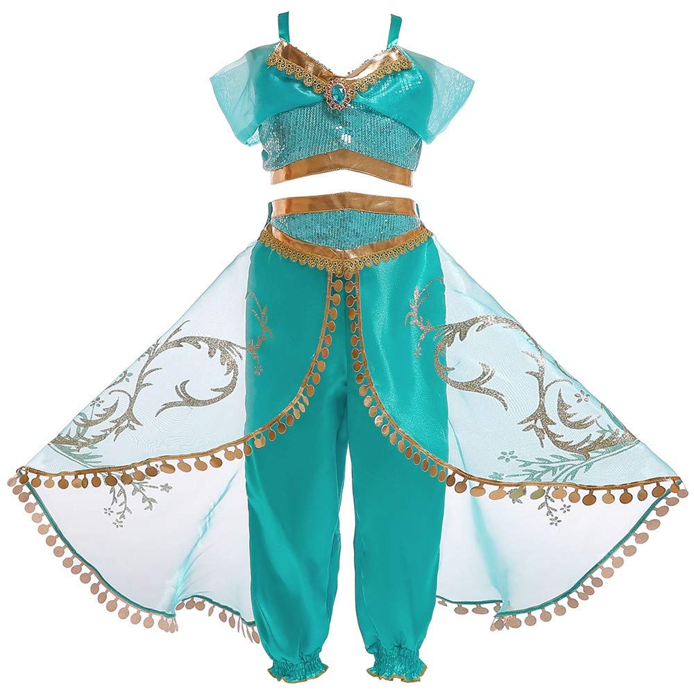 Dh Gorgeous Girls Princess Jasmine Fancy Costume Dress & Pants For Little Girls 5-6 Years