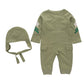 May'S Baby Toddler Boys Pilot Jumpsuit 2Pcs Set Toddler Outfits With Cap Olive Green