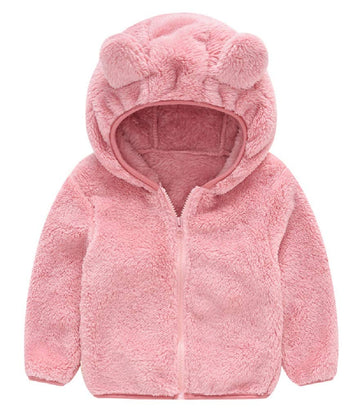 Jeskids Toddler Girls Boys Fleece Hoody Jacket Zip Up Teddy Coat Warm Winter Outwear Pink