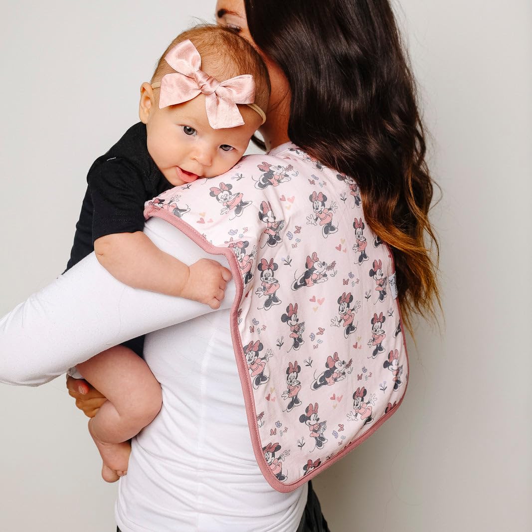 Baby Burp Cloth Large 21''X10'' Size Premium Absorbent Triple Layer 3-Pack Gift Set 'Minnie Mouse' By Copper Pearl