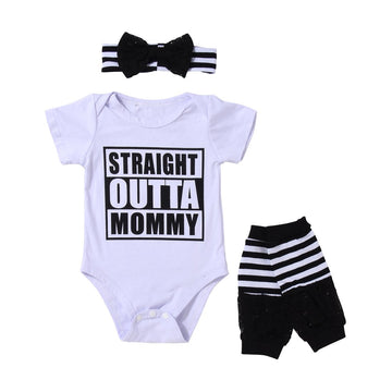 3Pcs Outfit Set Newborn Toddler Baby Girl Clothes Romper+ Leg Warmers+ Bow Headband (100(12-18M), White)