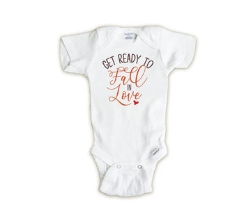 Get Ready To Fall In Love Pregnancy Announcement Onesie Valentine'S Day Thanksgiving Fall Baby Reveal (0 To 3 Months)