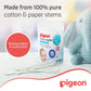 Pigeon Cotton Swabs, Flexible And Soft Paper Stem, 100% Soft Cotton Tips, Thin & Hinged, 200 Pieces, White