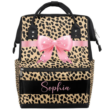 SPYORBKX Leopard Printed Baby Diaper Bags Nappy Backpack for Travel Baby Backpack for New Mom Dad Gifts Mom Backpack for Women