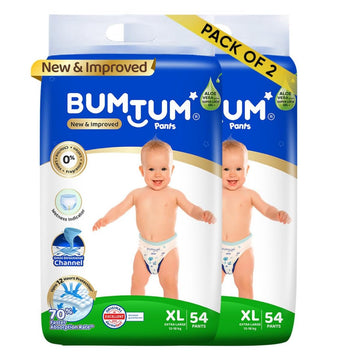 Bumtum Baby Diaper Pants, Xl Size, 108 Count, Double Layer Leakage Protection Infused With Aloe Vera, Cottony Soft High Absorb T